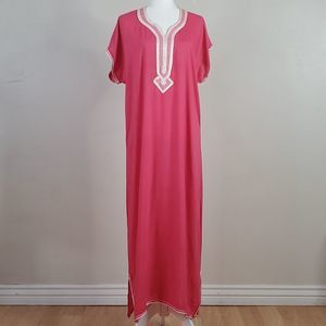 Pink Boho Caftan Maxi Dress